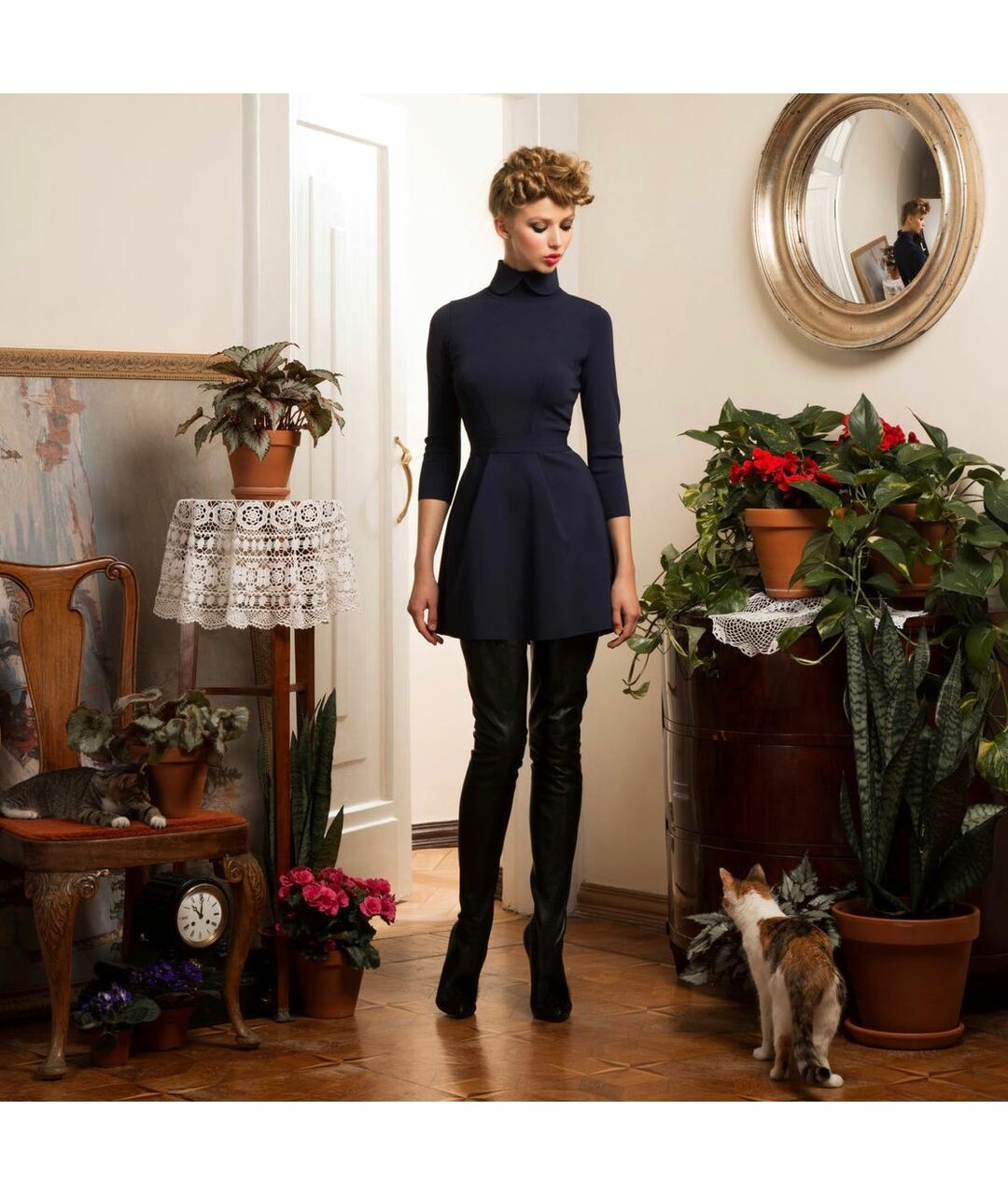 ULYANA SERGEENKO Черное вискозное повседневное платье, фото 5