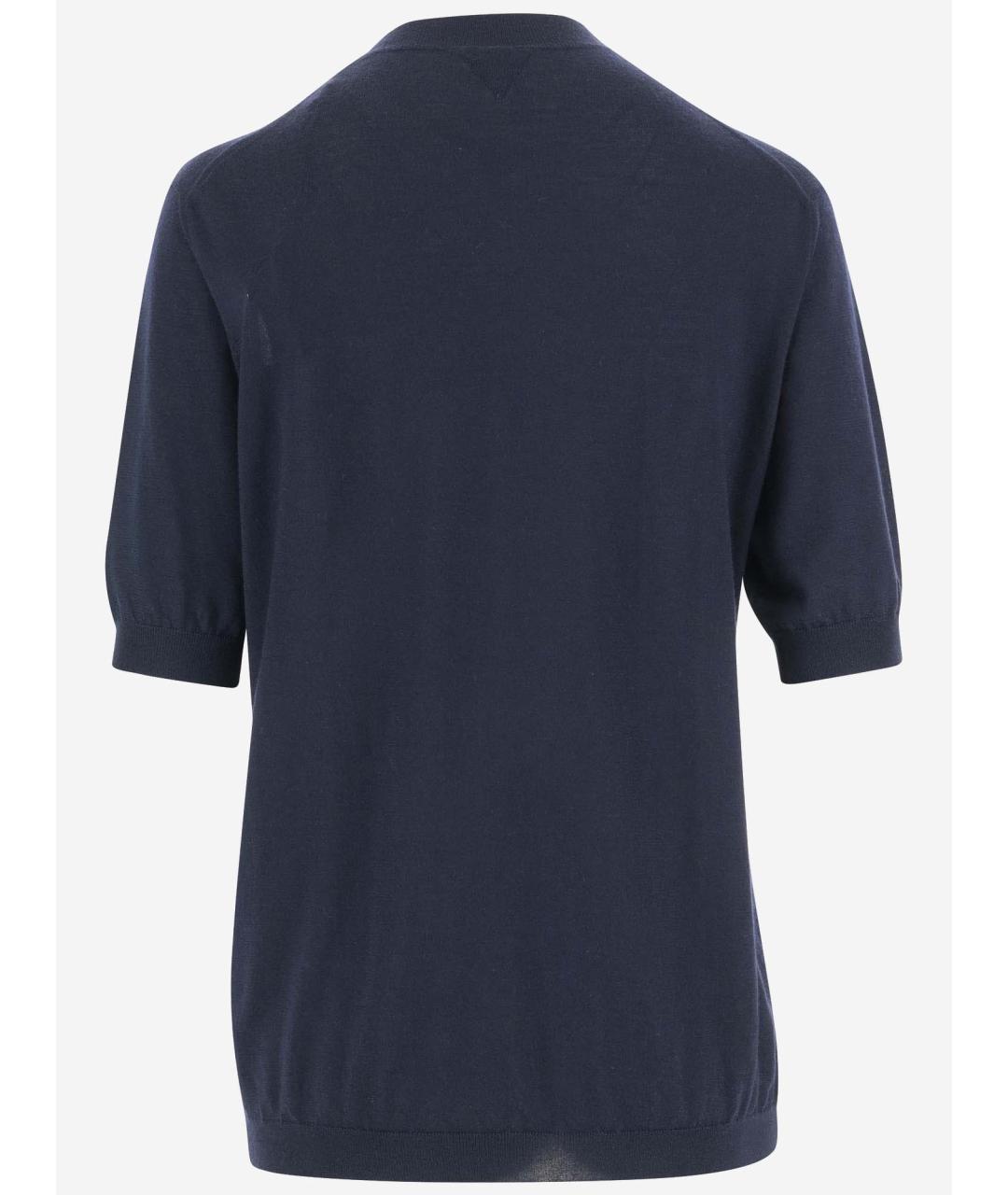 BOTTEGA VENETA Темно-синяя кашемировая футболка, фото 2