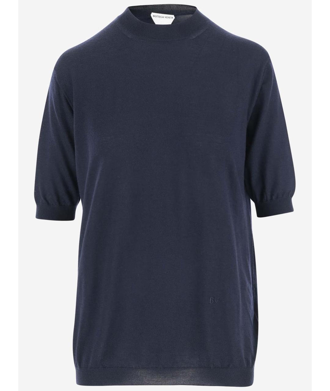 BOTTEGA VENETA Темно-синяя кашемировая футболка, фото 4