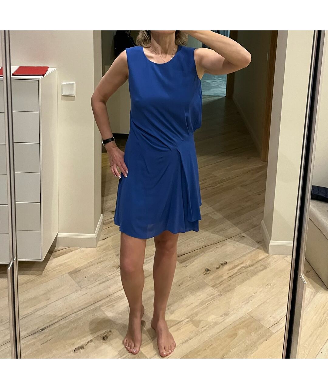 JIL SANDER Синее шелковое повседневное платье, фото 8