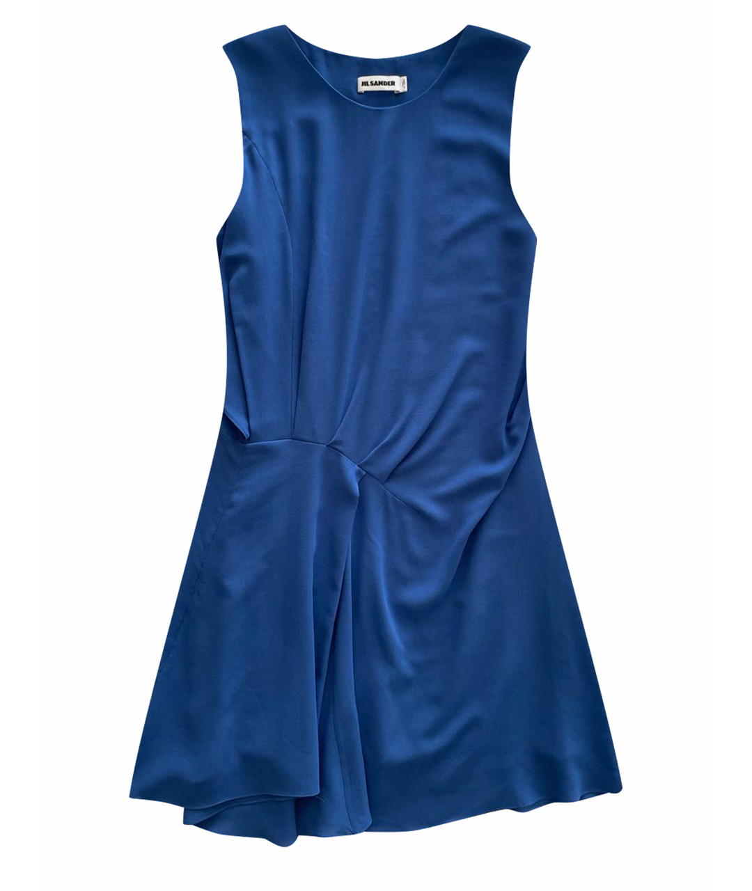 JIL SANDER Синее шелковое повседневное платье, фото 1