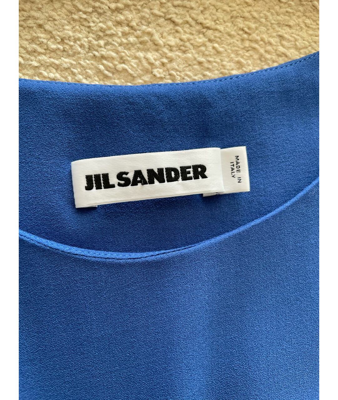 JIL SANDER Синее шелковое повседневное платье, фото 3