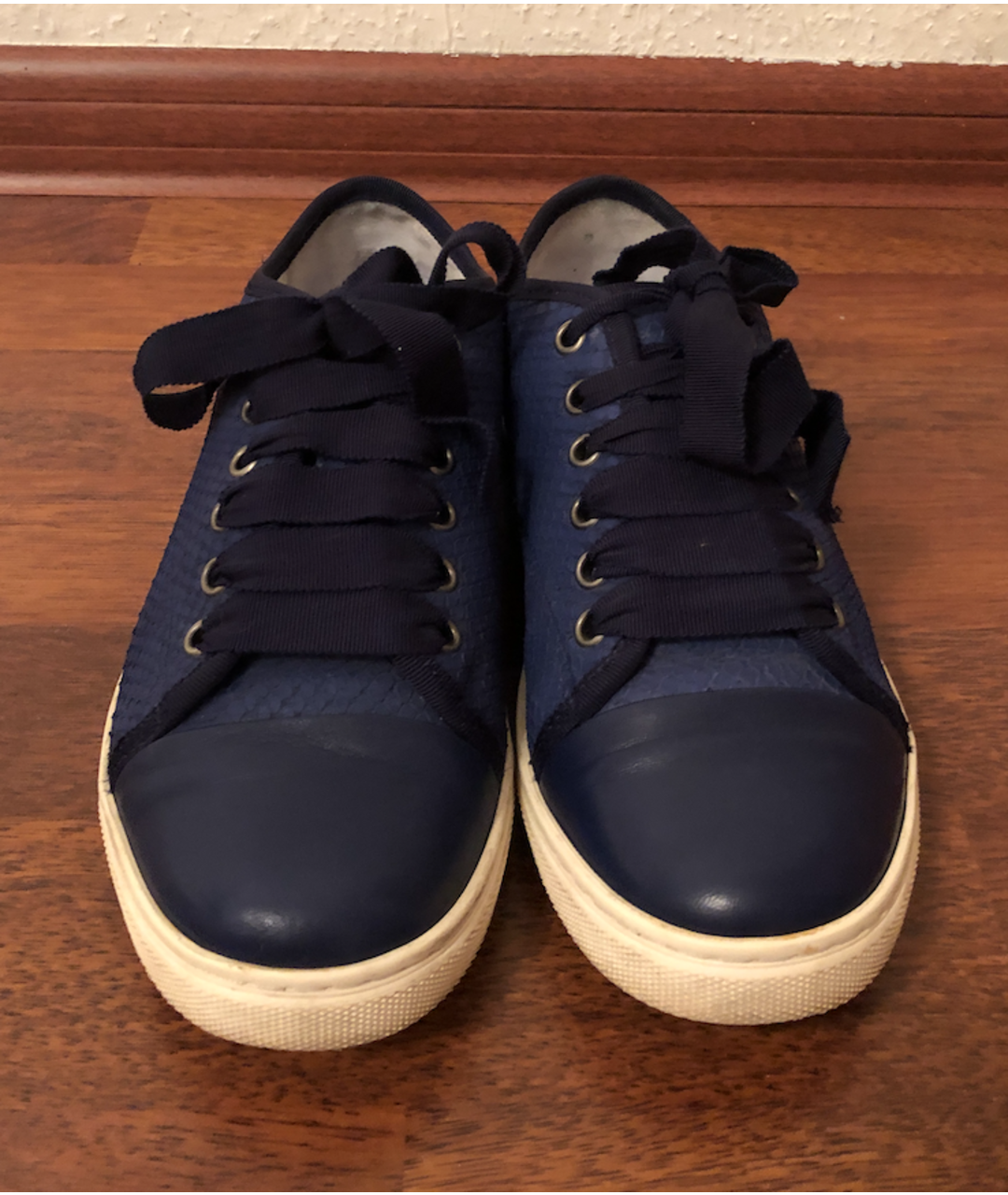 LANVIN Синие кожаные кроссовки, фото 5