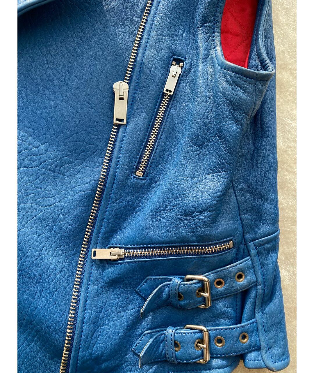 CELINE Синий кожаный жилет, фото 4