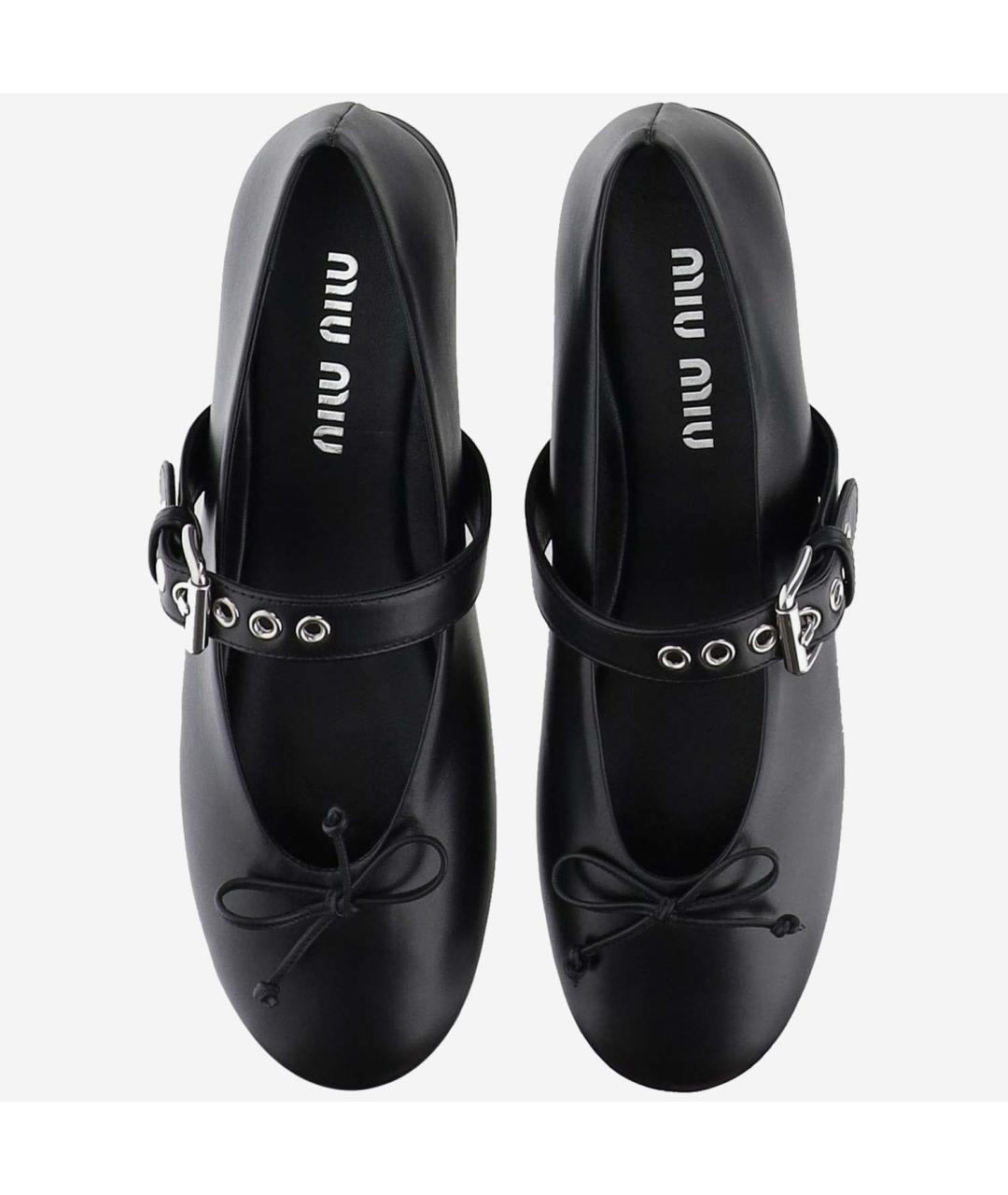 MIU MIU Черные кожаные балетки, фото 2