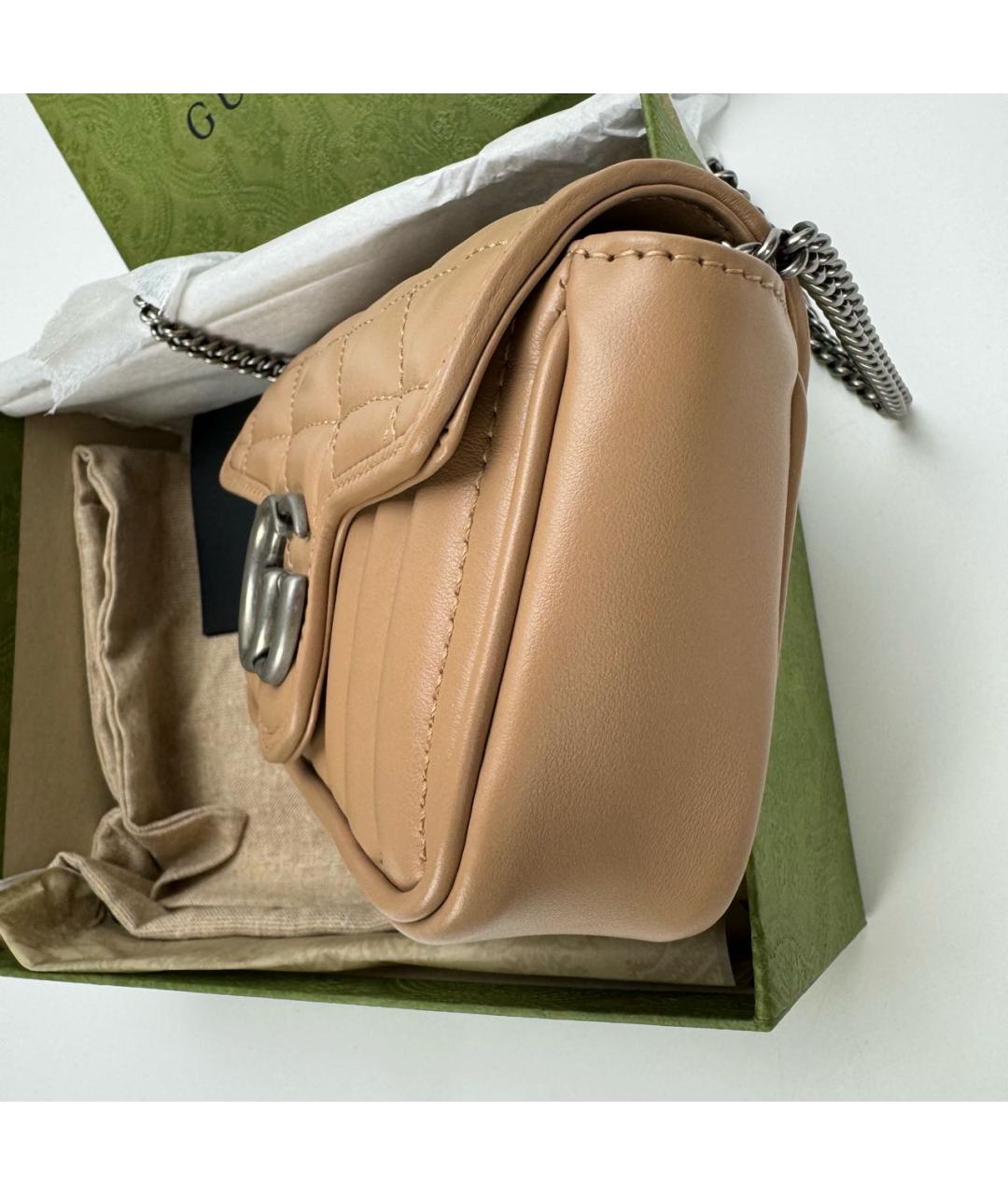 GUCCI Бежевая кожаная сумка через плечо, фото 7