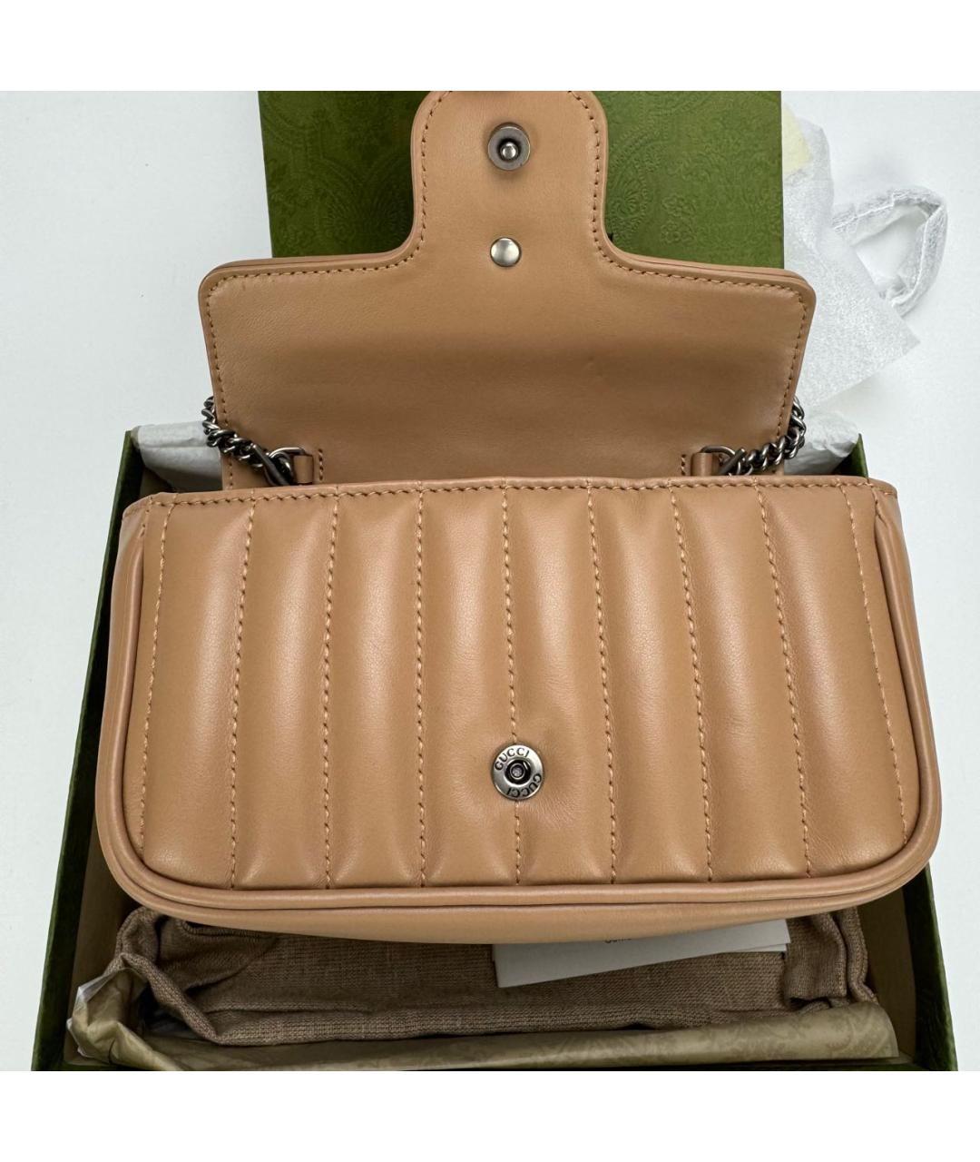 GUCCI Бежевая кожаная сумка через плечо, фото 5