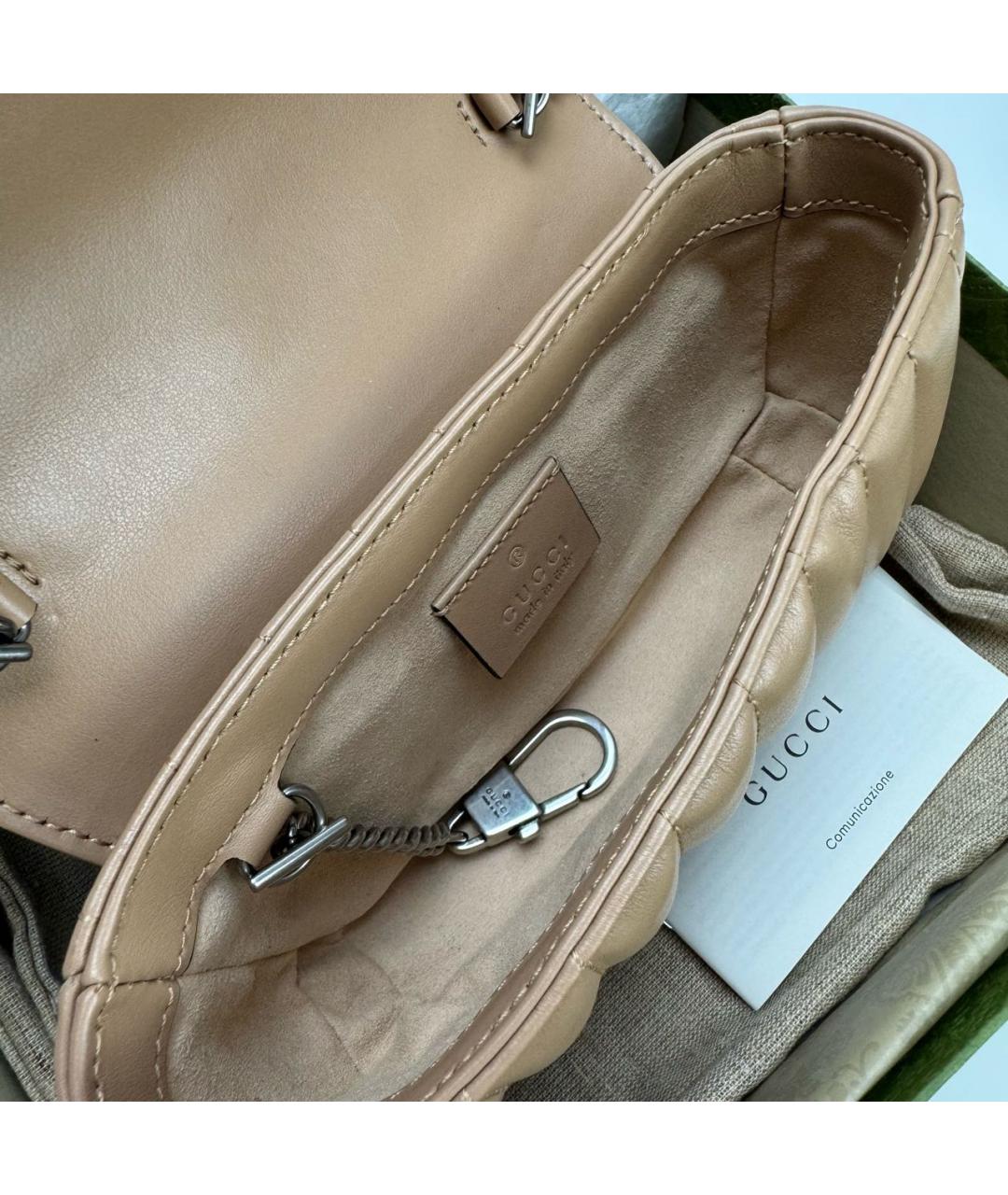 GUCCI Бежевая кожаная сумка через плечо, фото 6