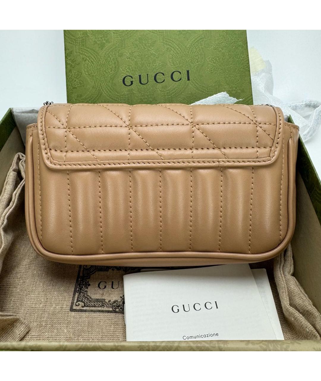 GUCCI Бежевая кожаная сумка через плечо, фото 3