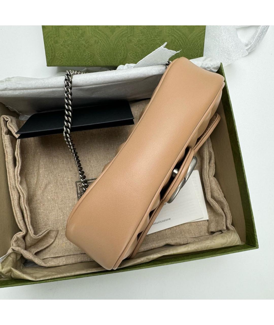 GUCCI Бежевая кожаная сумка через плечо, фото 4