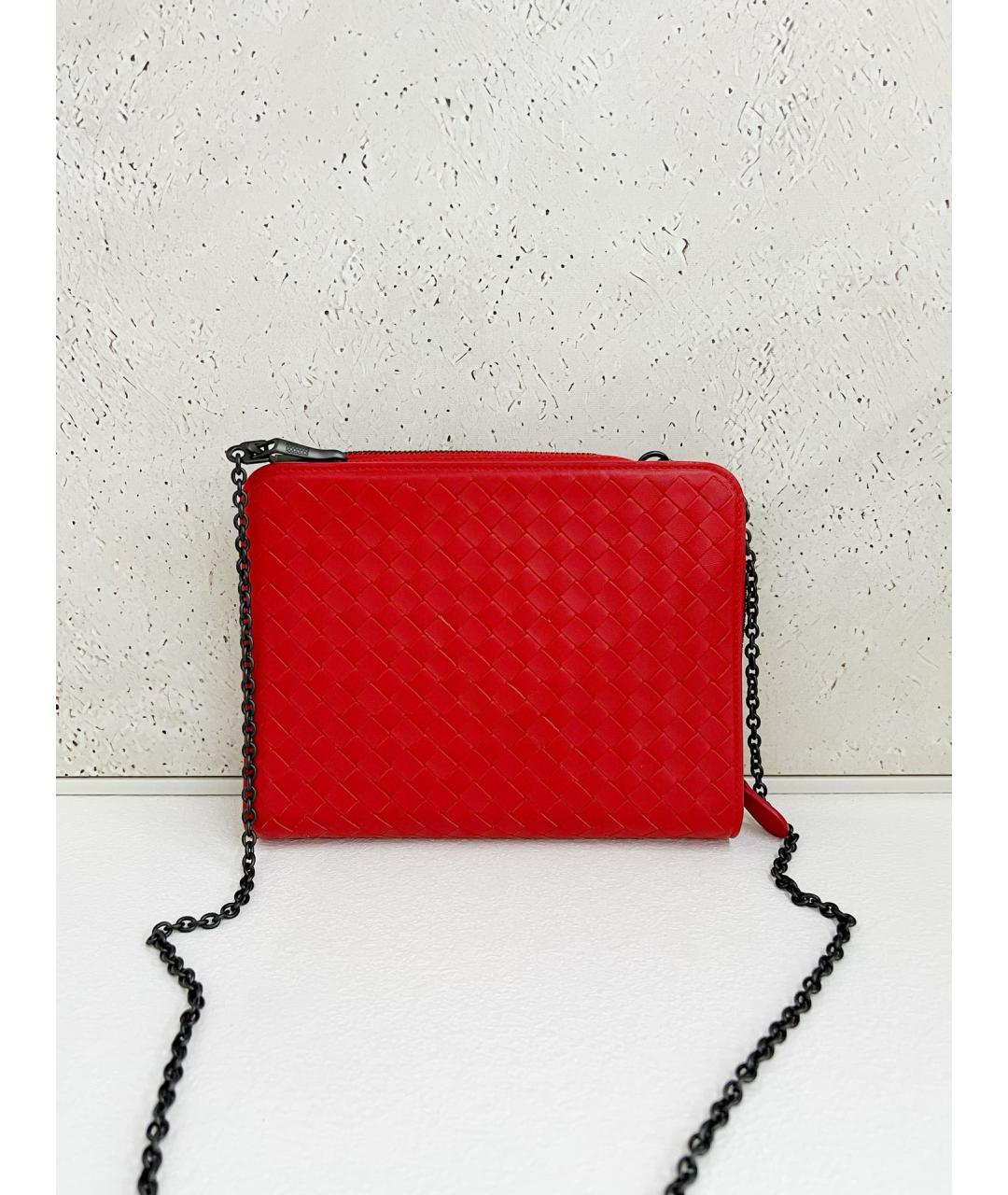 BOTTEGA VENETA Красная кожаная сумка через плечо, фото 2