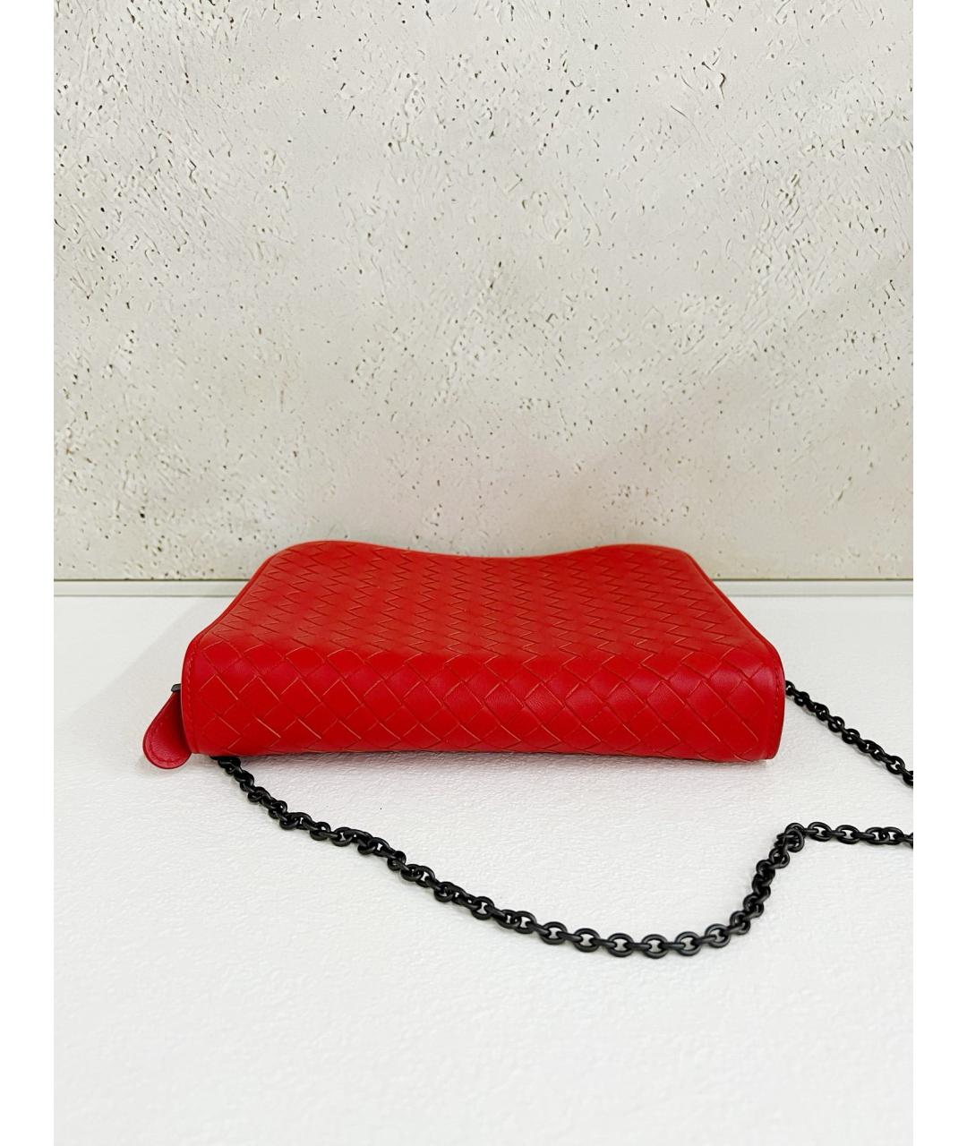 BOTTEGA VENETA Красная кожаная сумка через плечо, фото 5