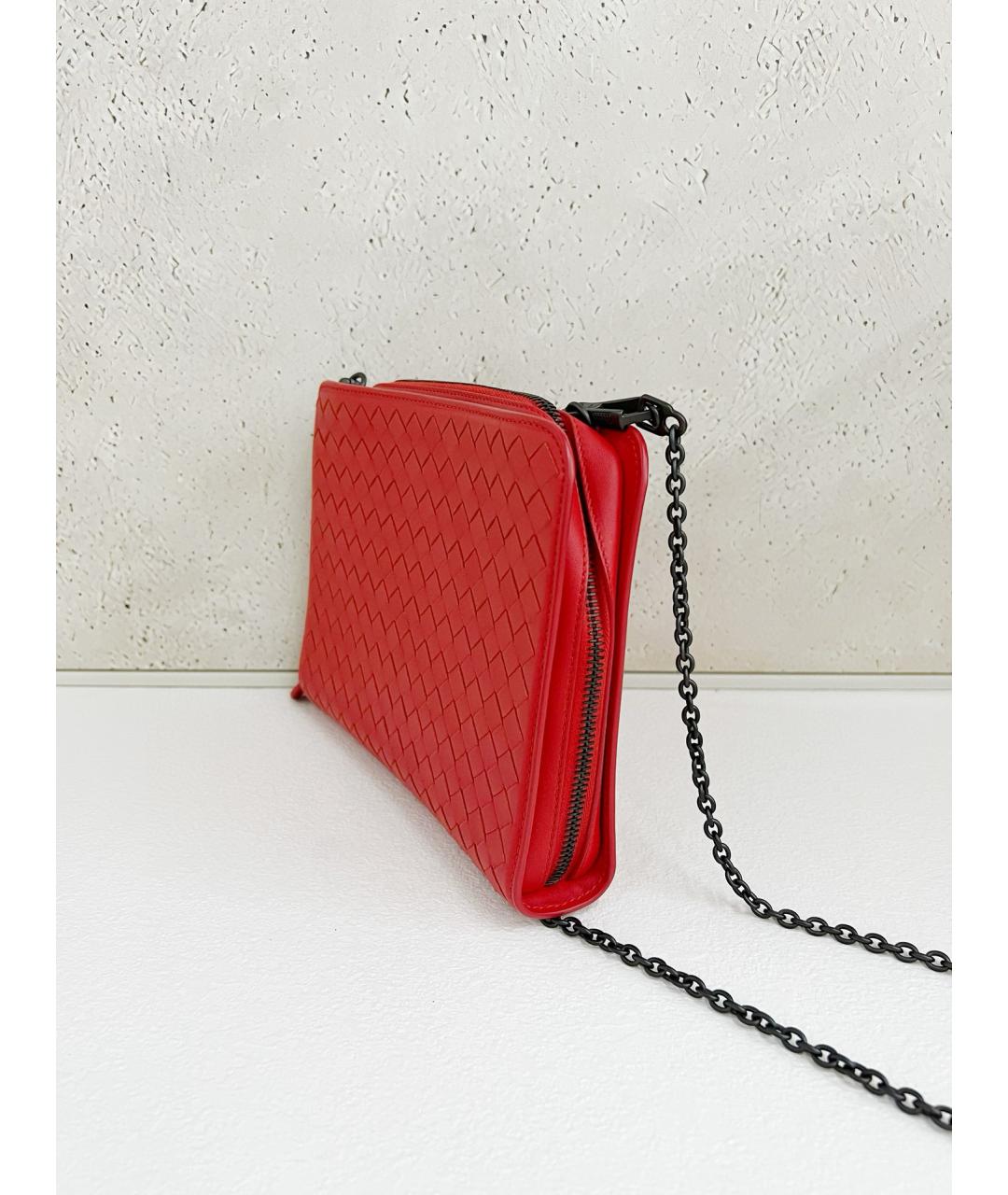 BOTTEGA VENETA Красная кожаная сумка через плечо, фото 4
