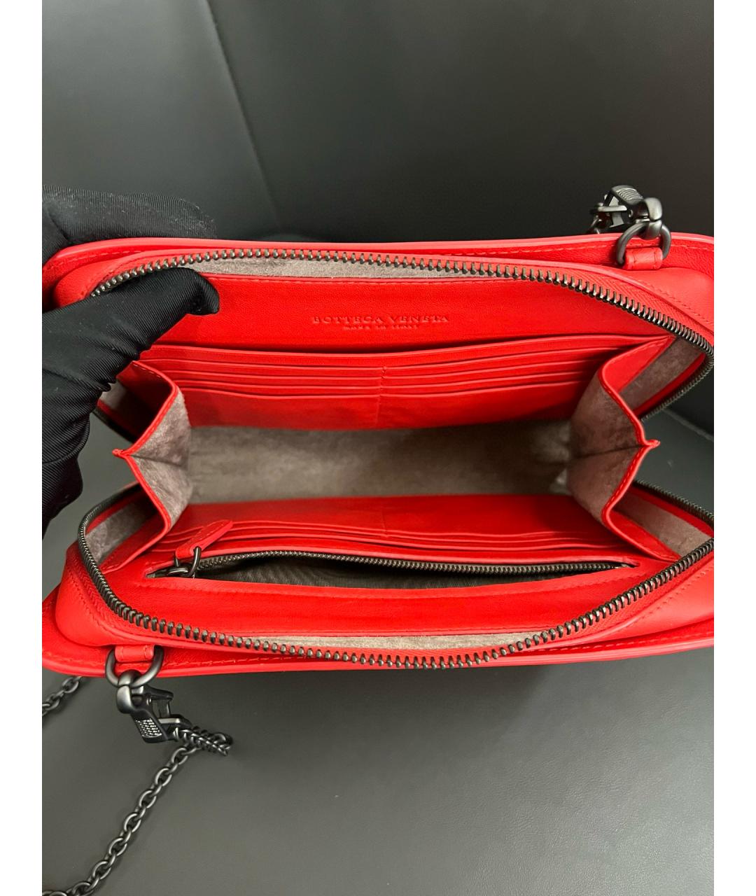 BOTTEGA VENETA Красная кожаная сумка через плечо, фото 9