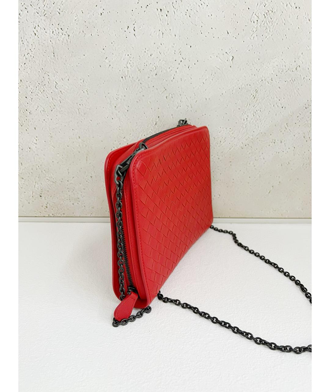 BOTTEGA VENETA Красная кожаная сумка через плечо, фото 3