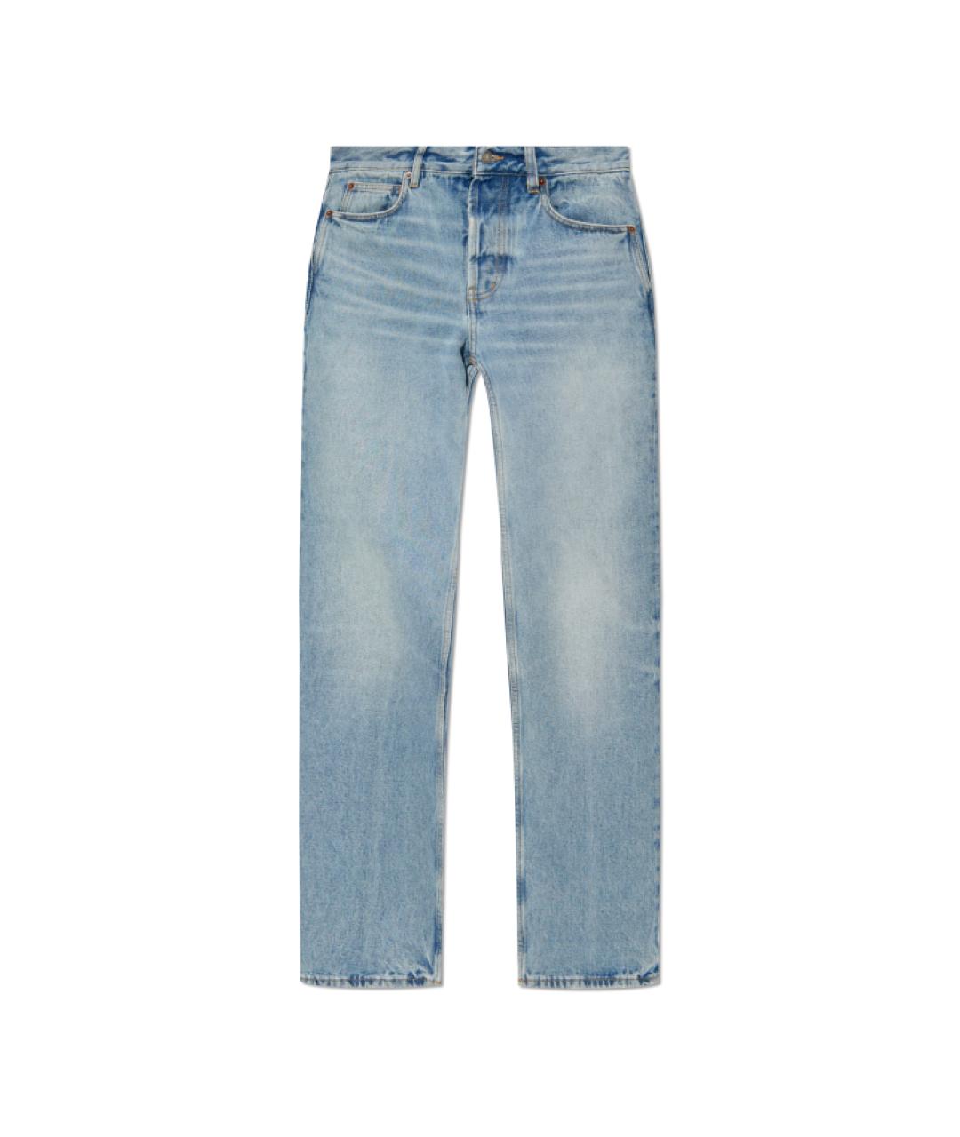 SAINT LAURENT Голубые хлопковые прямые джинсы, фото 1