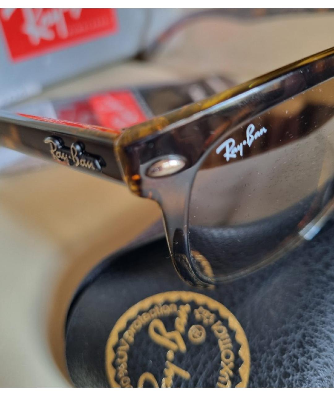 RAY BAN Коричневые пластиковые солнцезащитные очки, фото 3