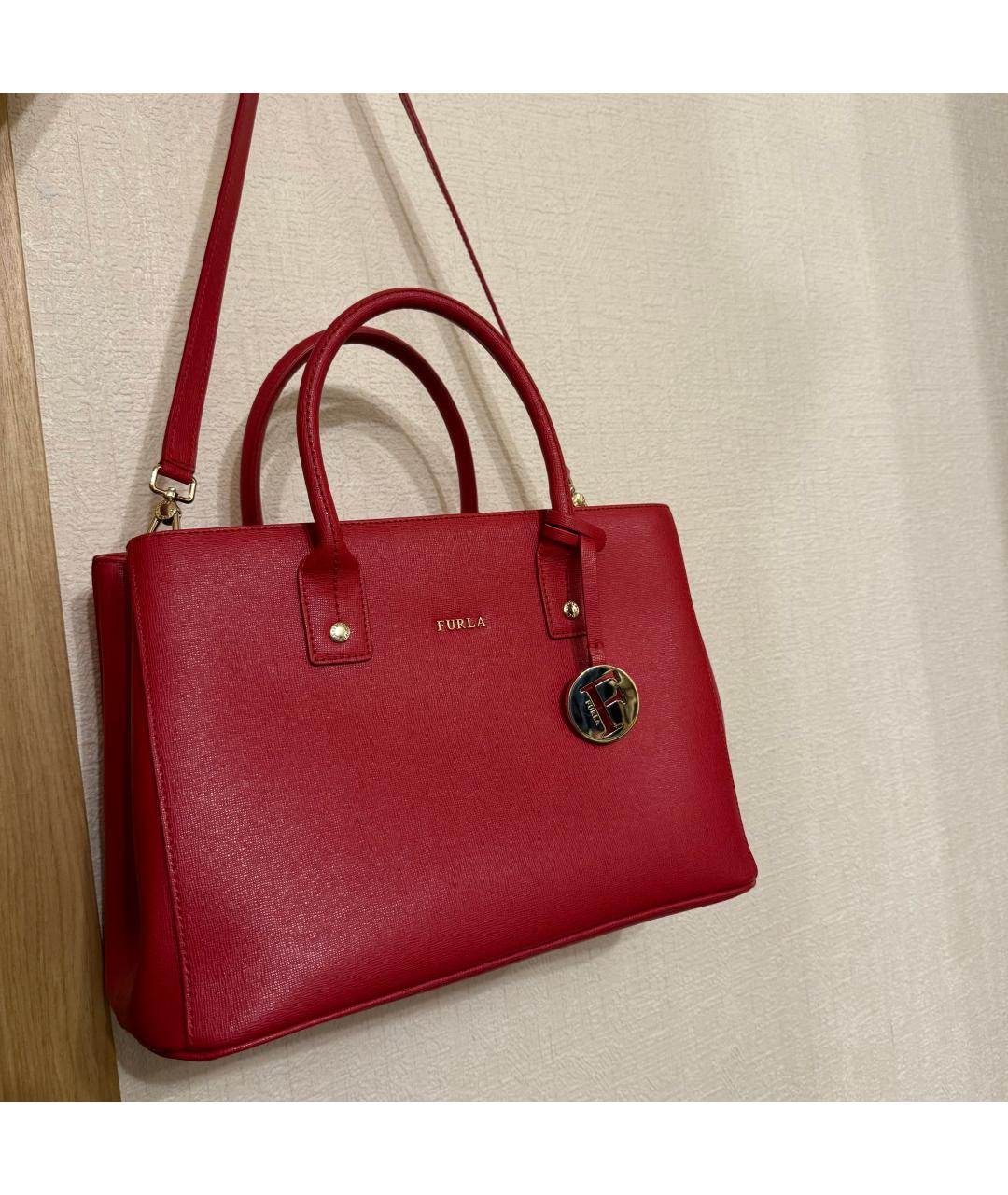 FURLA Красная кожаная сумка тоут, фото 9