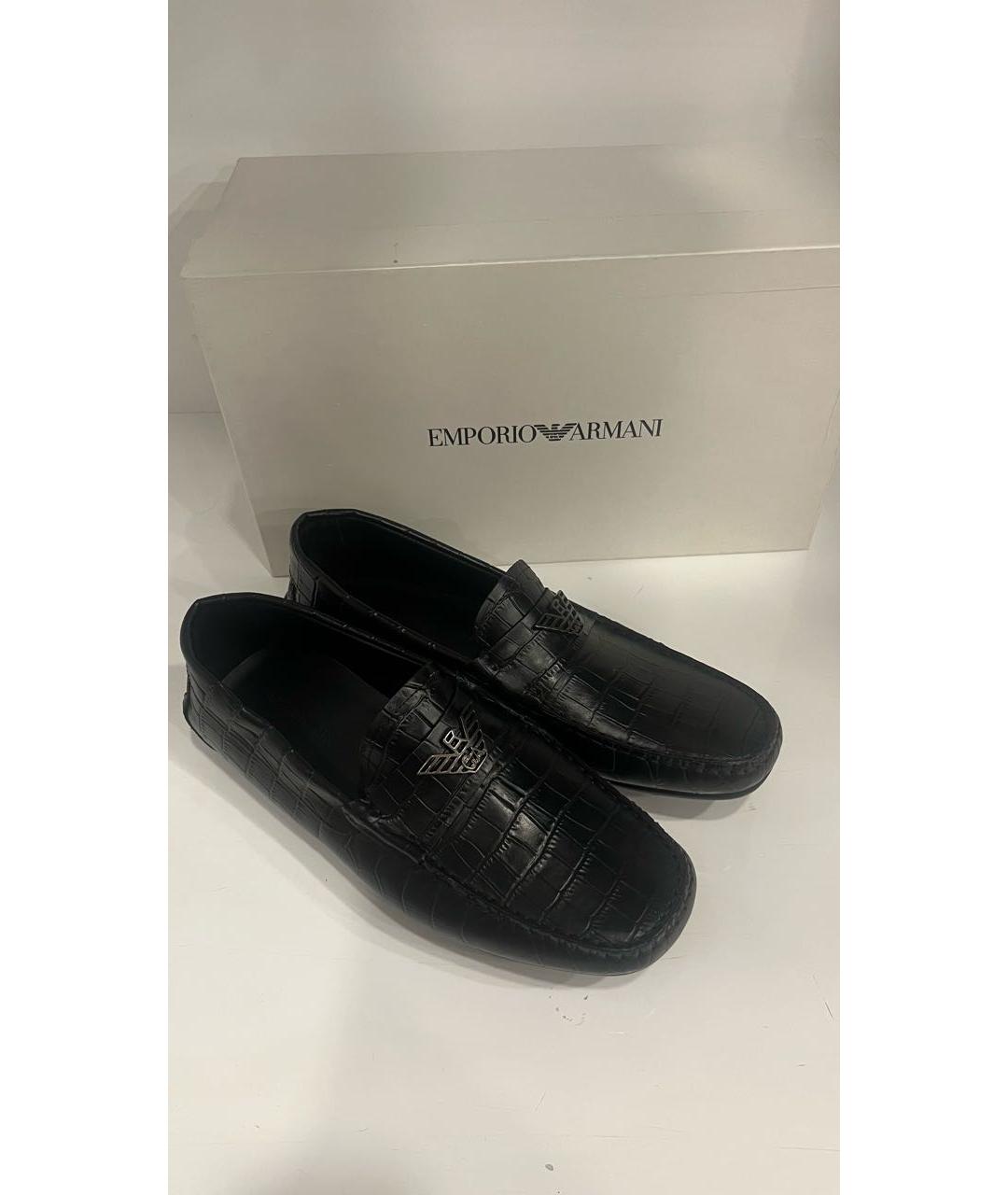 EMPORIO ARMANI Черные кожаные мокасины, фото 5