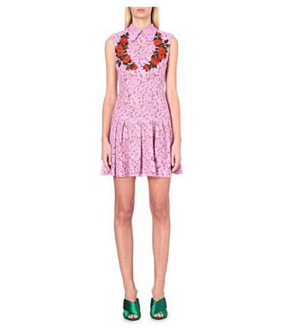 GUCCI Розовое кружевное повседневное платье, фото 2