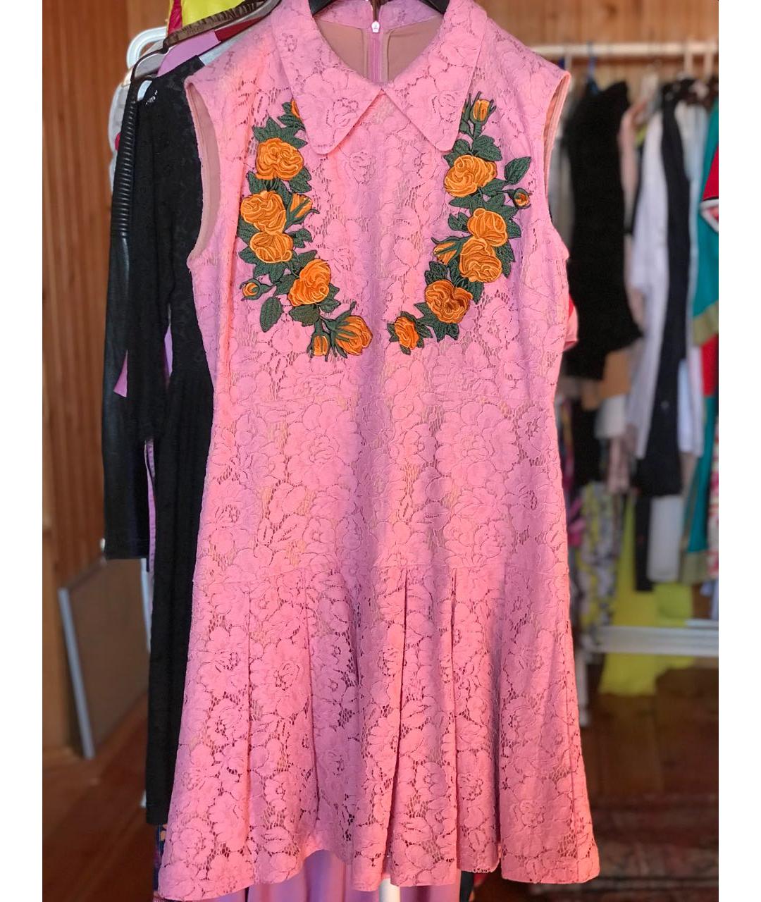 GUCCI Розовое кружевное повседневное платье, фото 4
