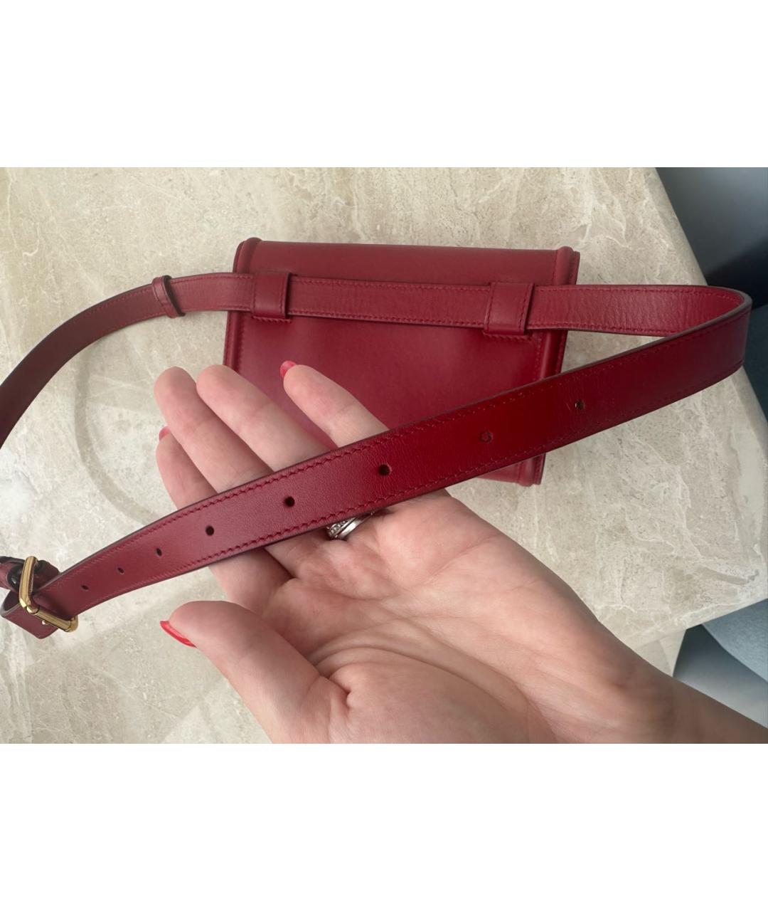 DOLCE&GABBANA Бордовая кожаная поясная сумка, фото 3