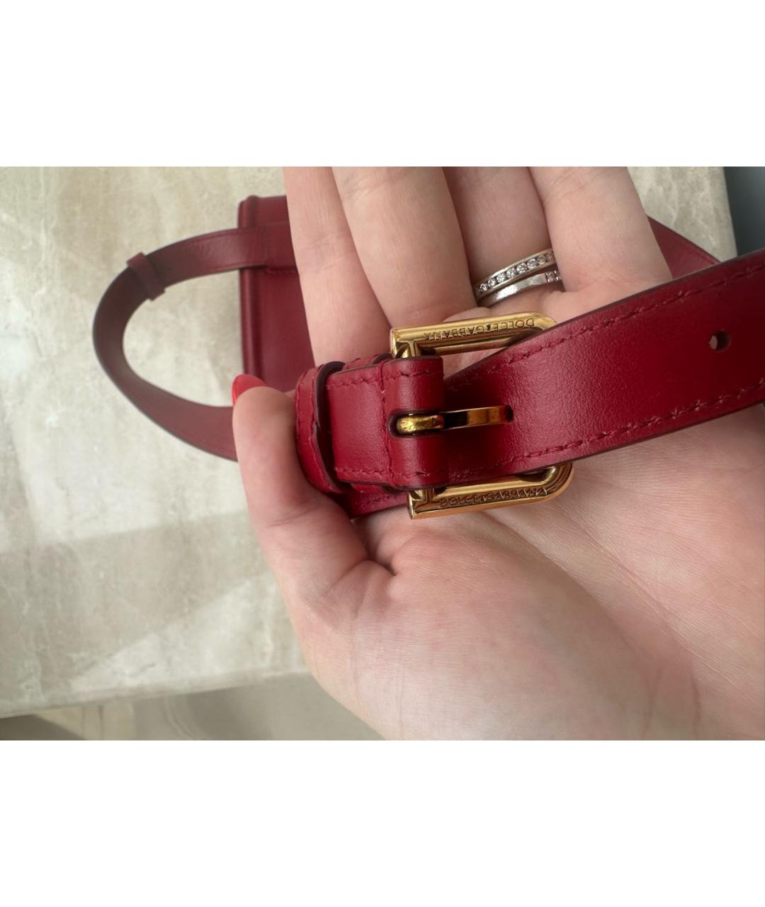 DOLCE&GABBANA Бордовая кожаная поясная сумка, фото 4