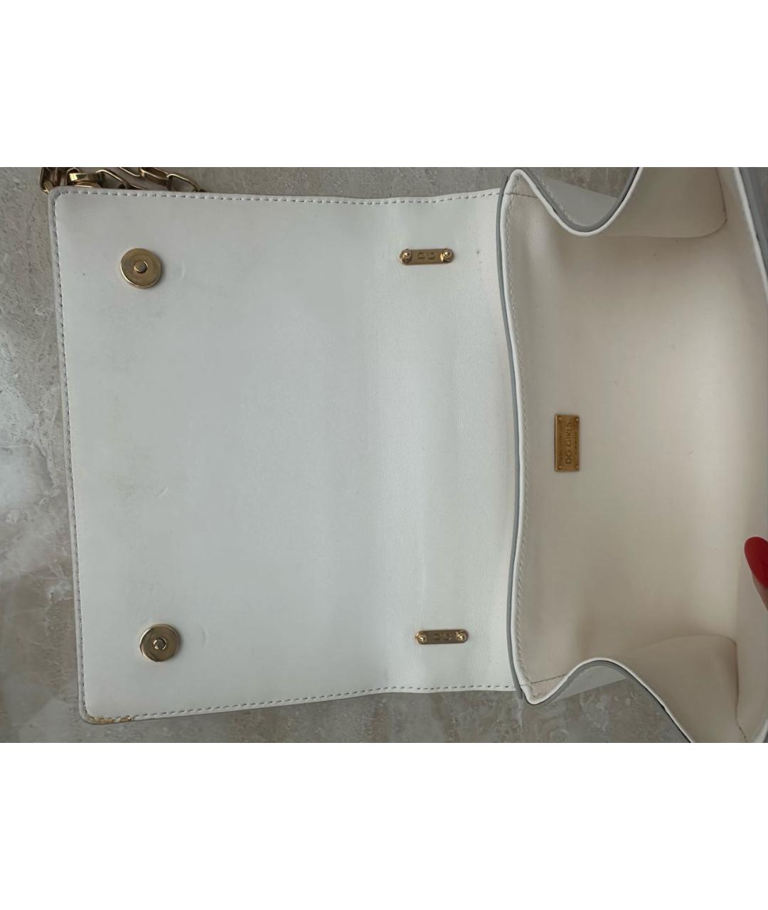 DOLCE&GABBANA Белая кожаная сумка через плечо, фото 4