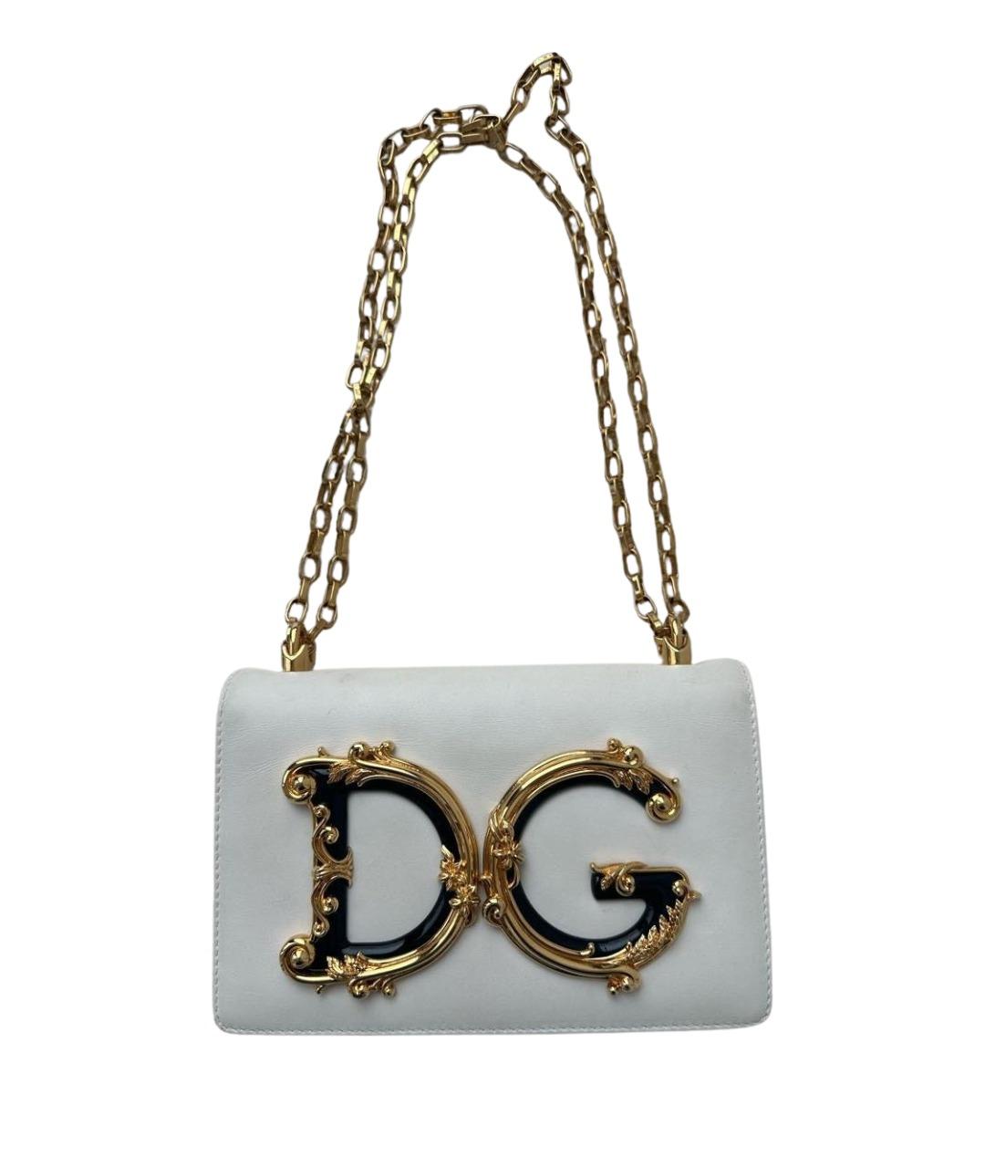 DOLCE&GABBANA Белая кожаная сумка через плечо, фото 1