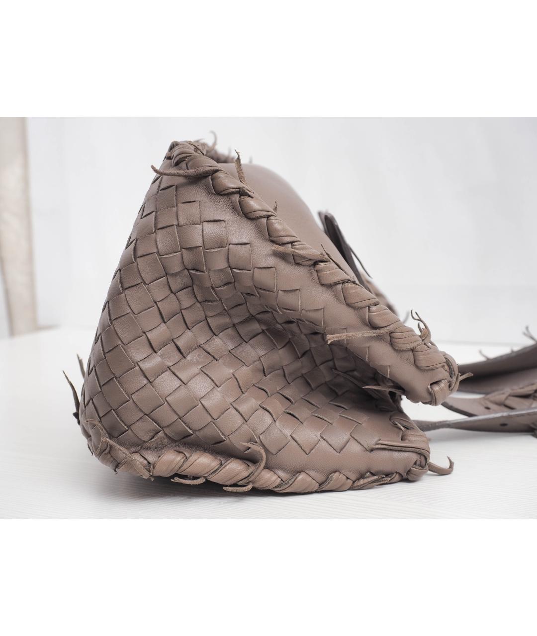 BOTTEGA VENETA Серая кожаная сумка с короткими ручками, фото 5