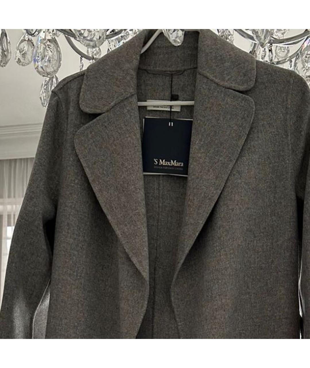 'S MAX MARA Серое шерстяное пальто, фото 4