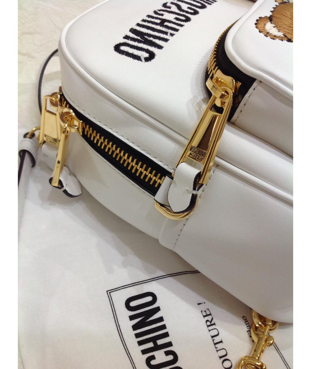 BOUTIQUE MOSCHINO Белый кожаный рюкзак, фото 5