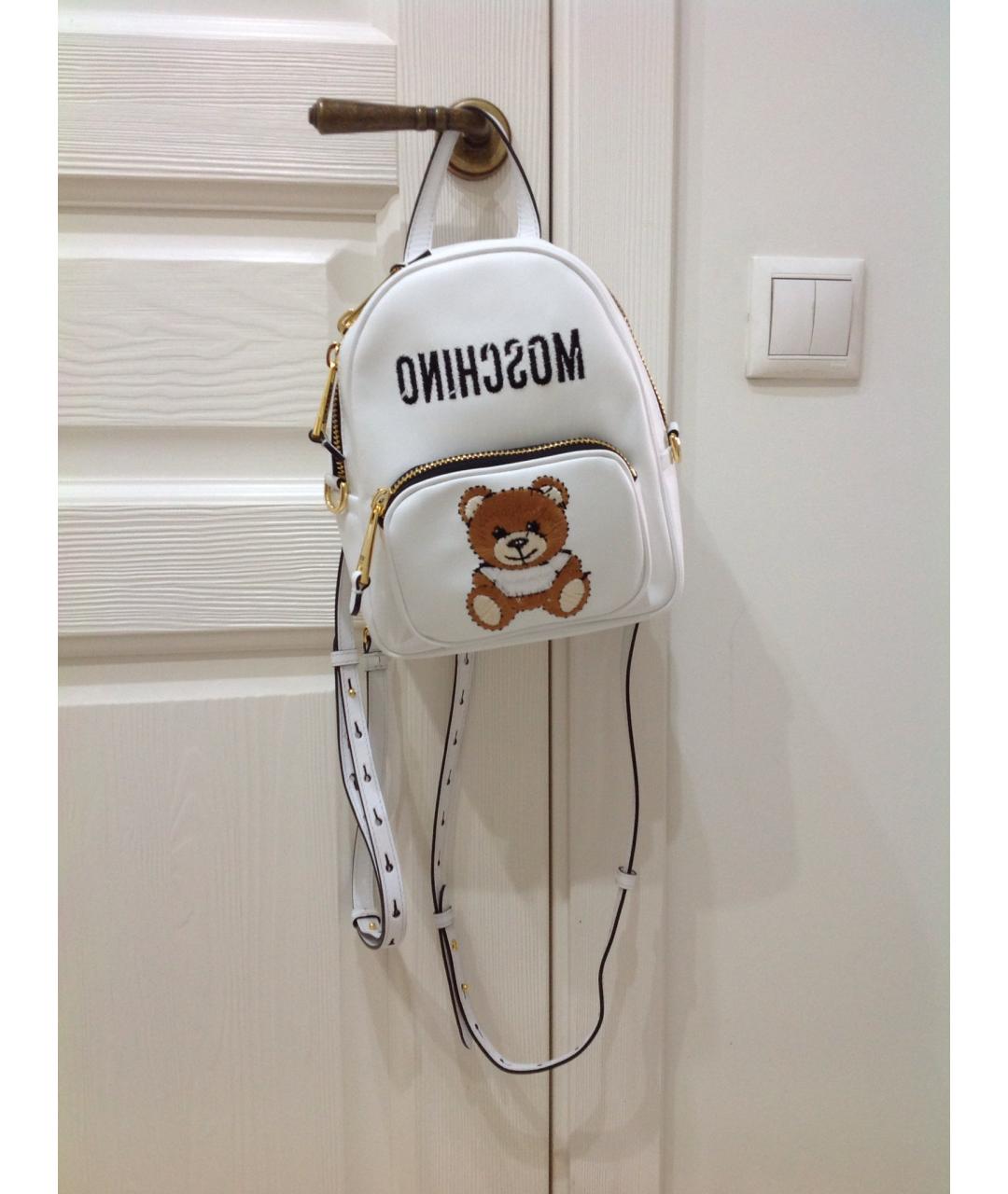 BOUTIQUE MOSCHINO Белый кожаный рюкзак, фото 2