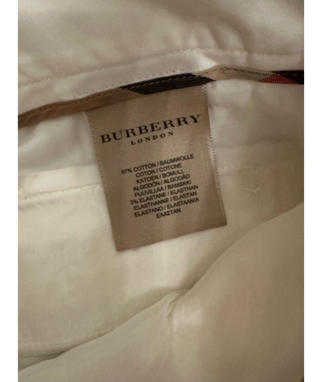 BURBERRY Белые хлопко-эластановые шорты, фото 2