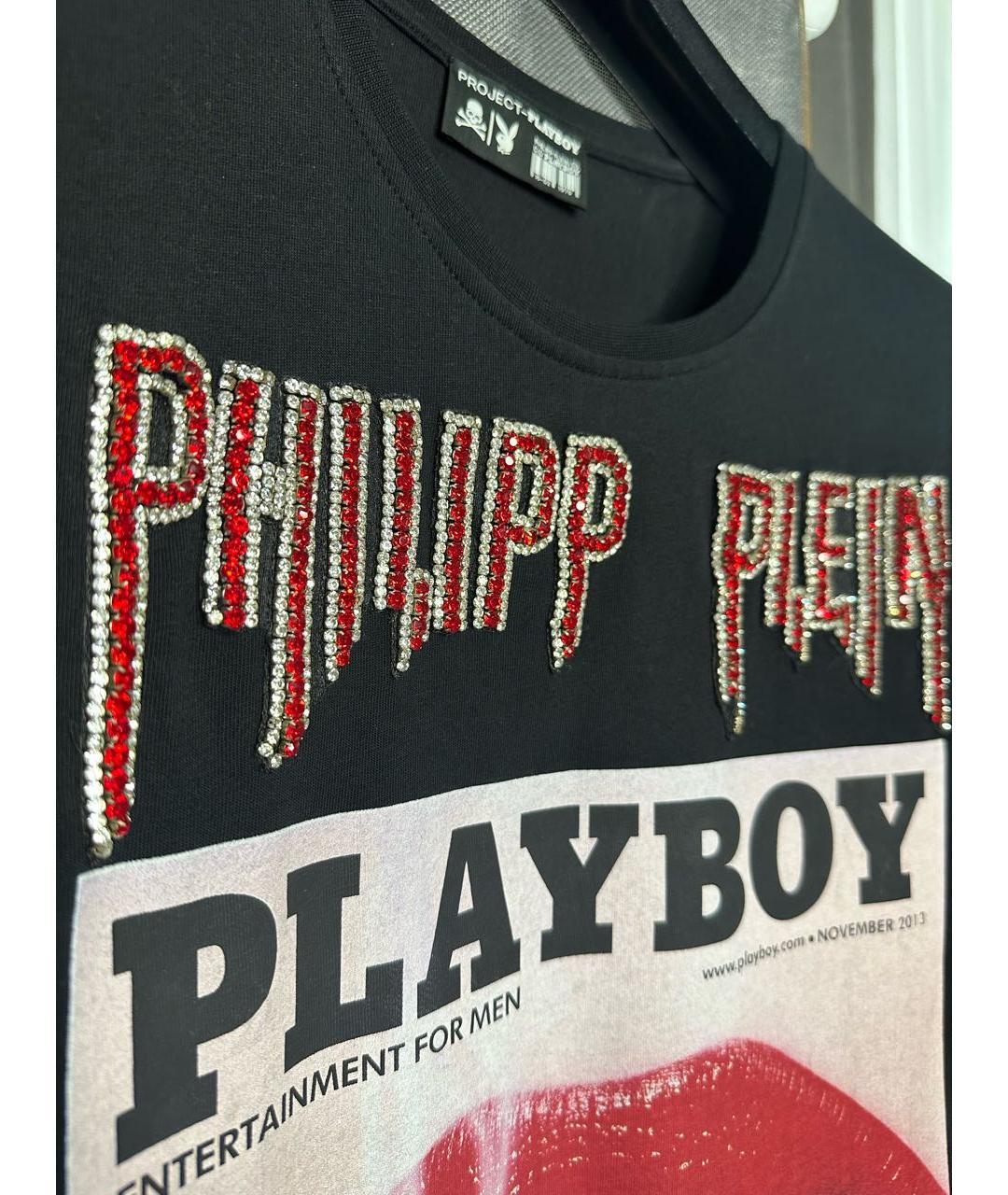 PHILIPP PLEIN Черная хлопковая футболка, фото 2