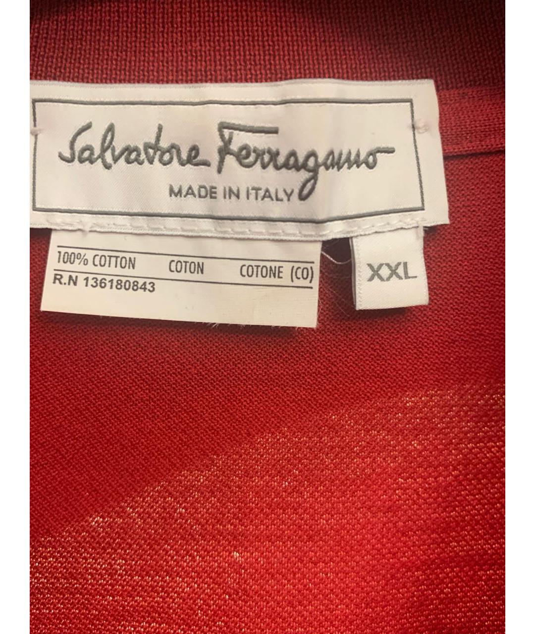 SALVATORE FERRAGAMO Бордовое хлопковое поло с коротким рукавом, фото 3