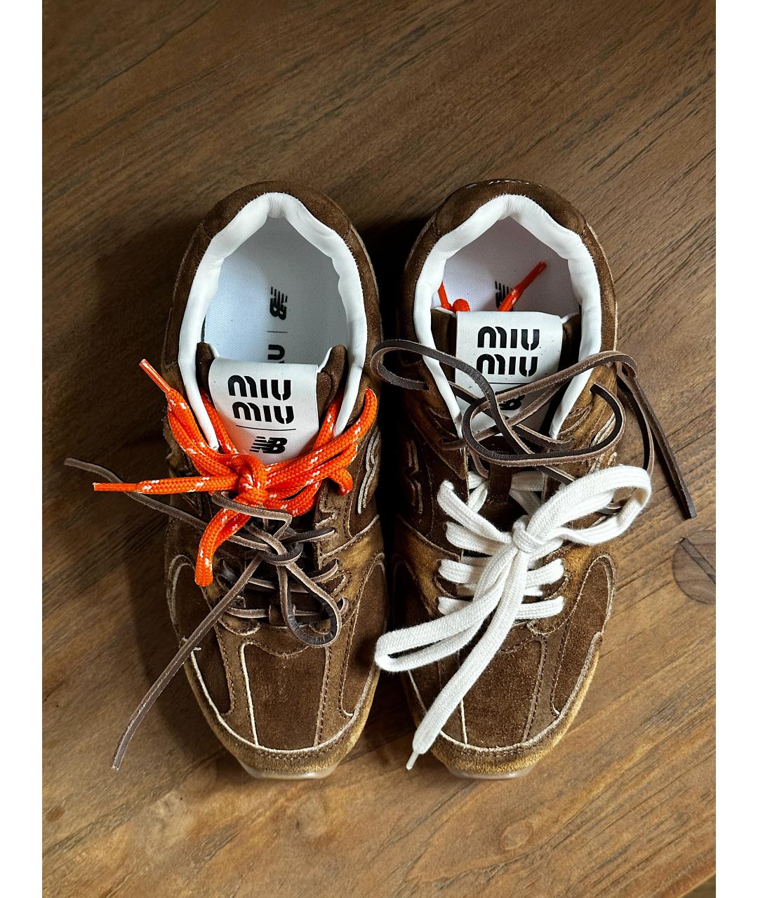 MIU MIU Коричневые замшевые кроссовки, фото 3
