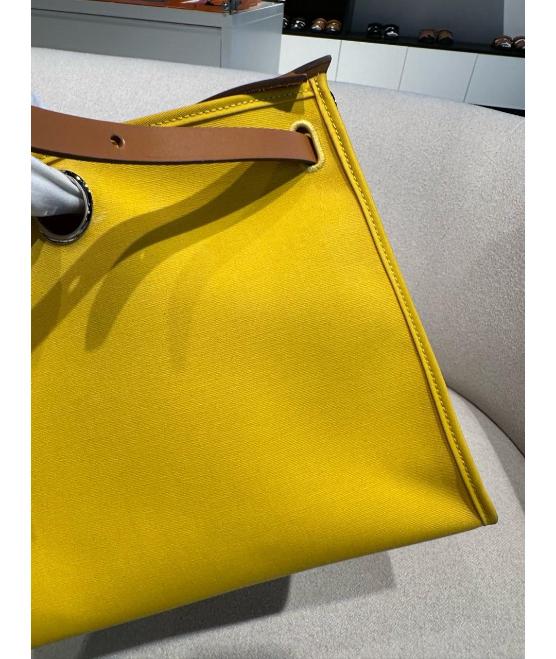 HERMES Желтая сумка с короткими ручками, фото 8