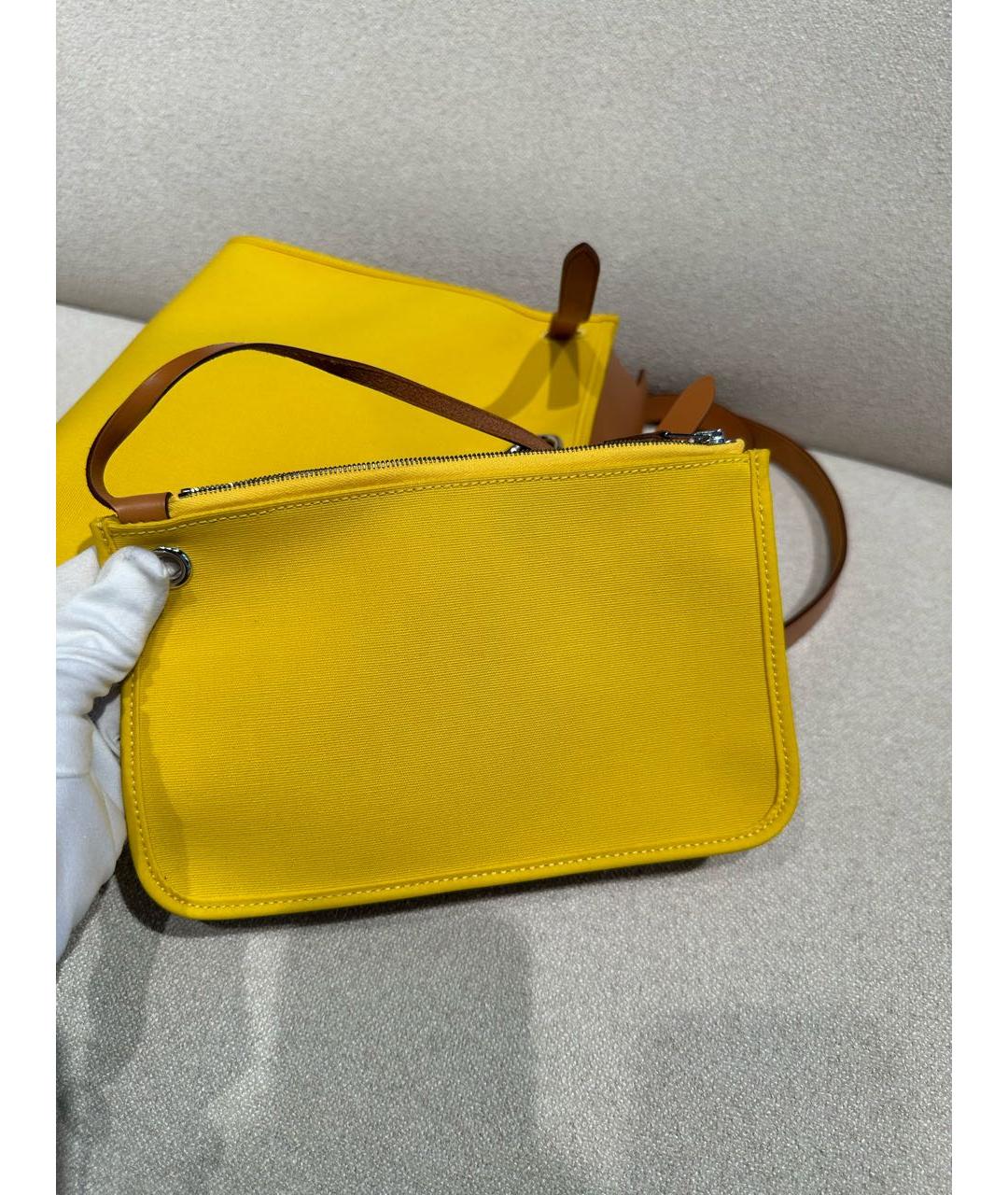 HERMES Желтая сумка с короткими ручками, фото 5