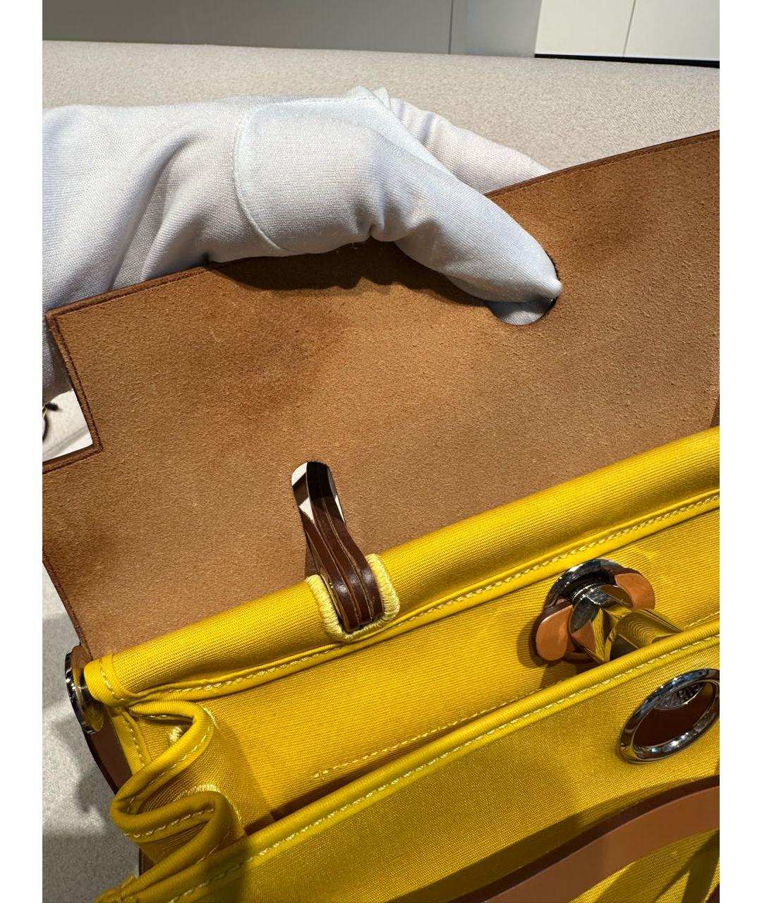 HERMES Желтая сумка с короткими ручками, фото 3