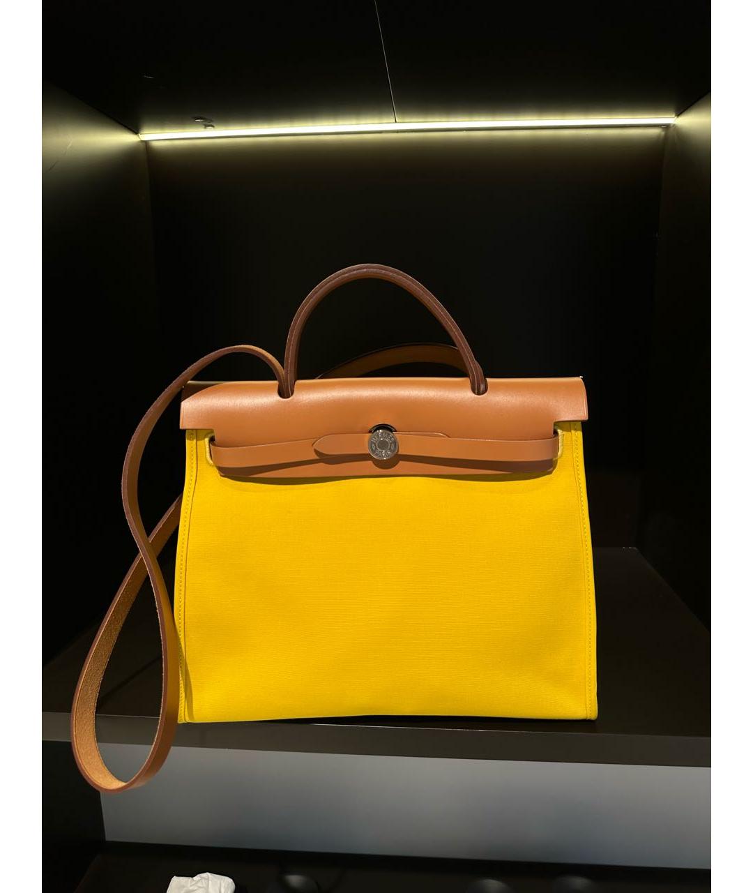 HERMES Желтая сумка с короткими ручками, фото 9