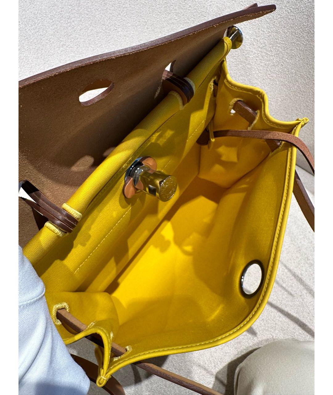 HERMES Желтая сумка с короткими ручками, фото 2
