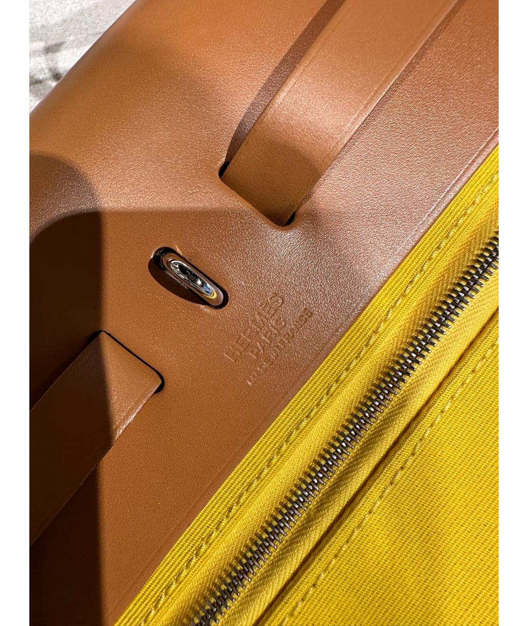 HERMES Желтая сумка с короткими ручками, фото 4