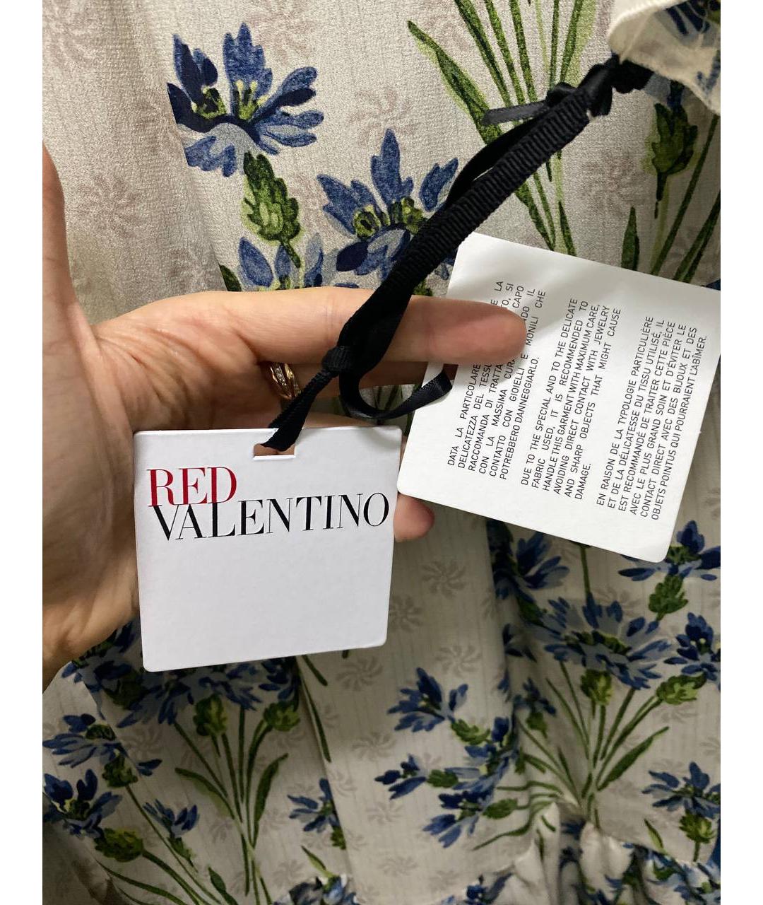 RED VALENTINO Бежевое шелковое повседневное платье, фото 7