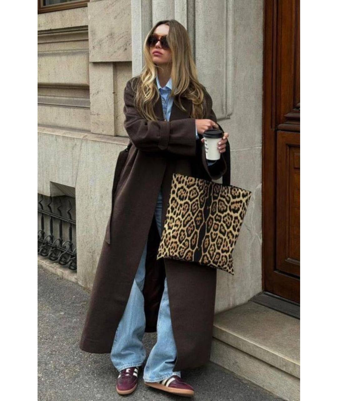 SAINT LAURENT Коричневая хлопковая сумка тоут, фото 5