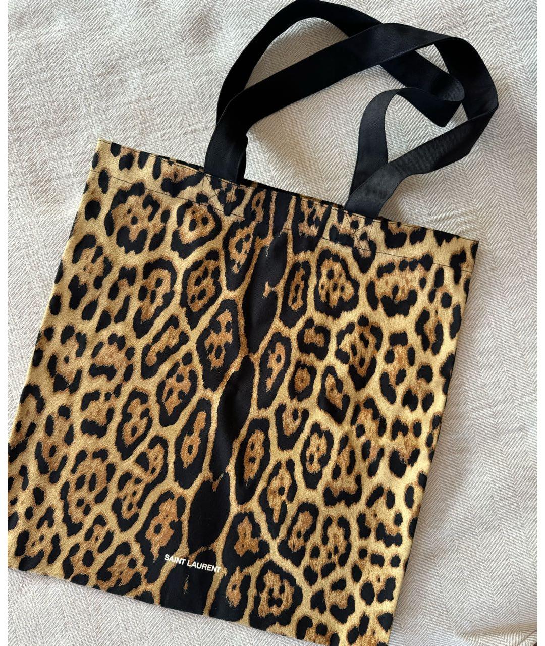 SAINT LAURENT Коричневая хлопковая сумка тоут, фото 2