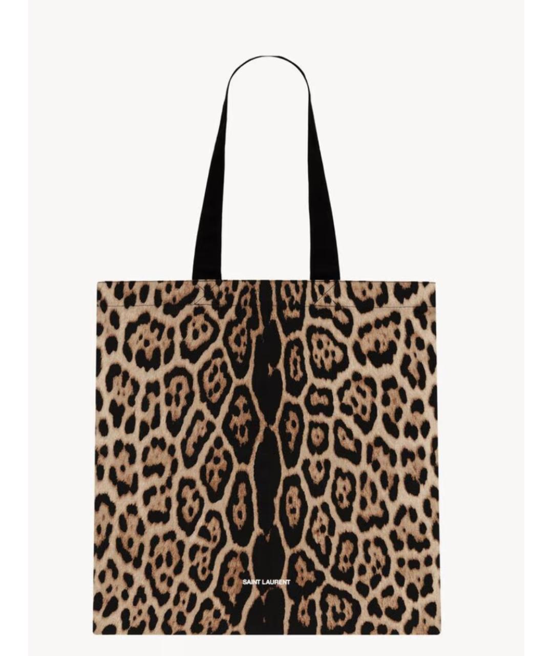 SAINT LAURENT Коричневая хлопковая сумка тоут, фото 8