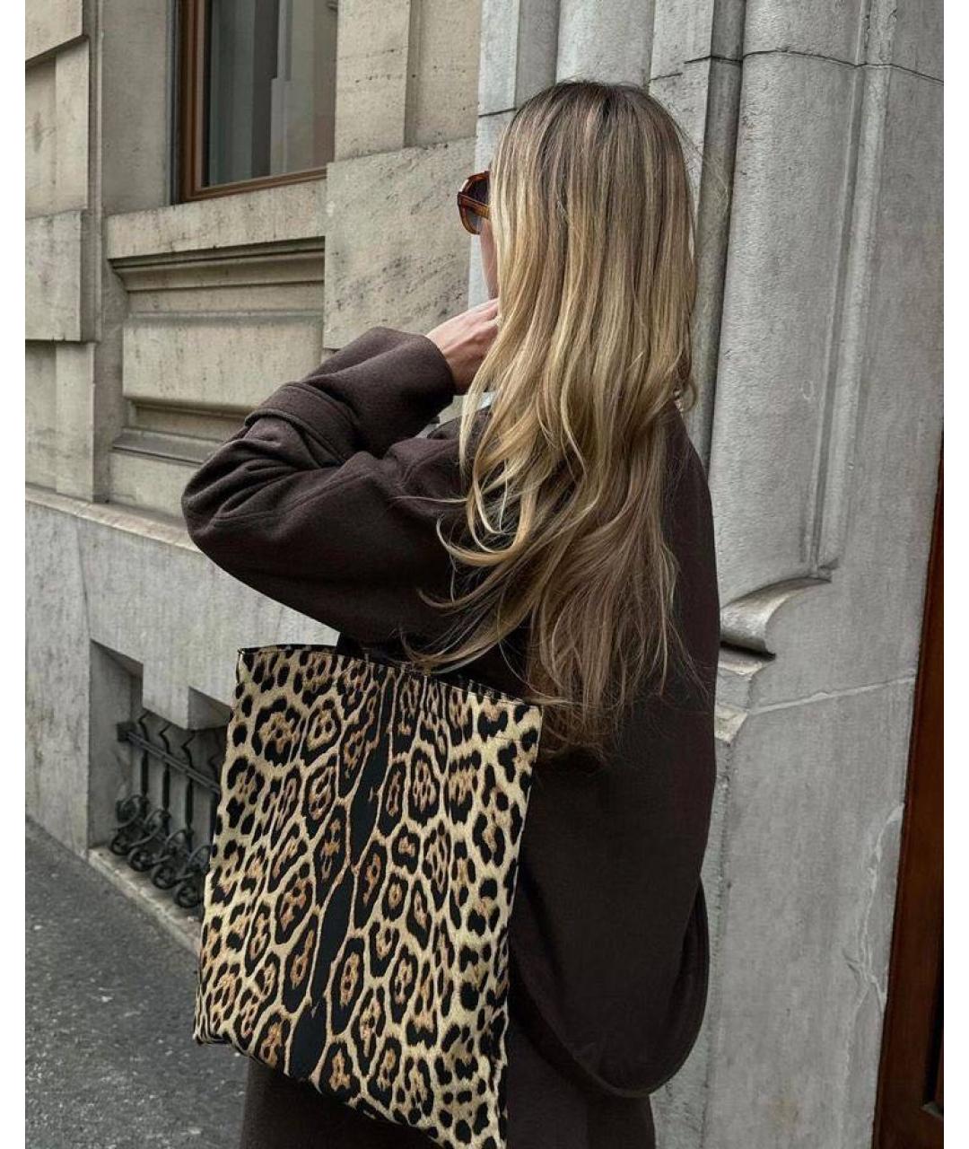 SAINT LAURENT Коричневая хлопковая сумка тоут, фото 6