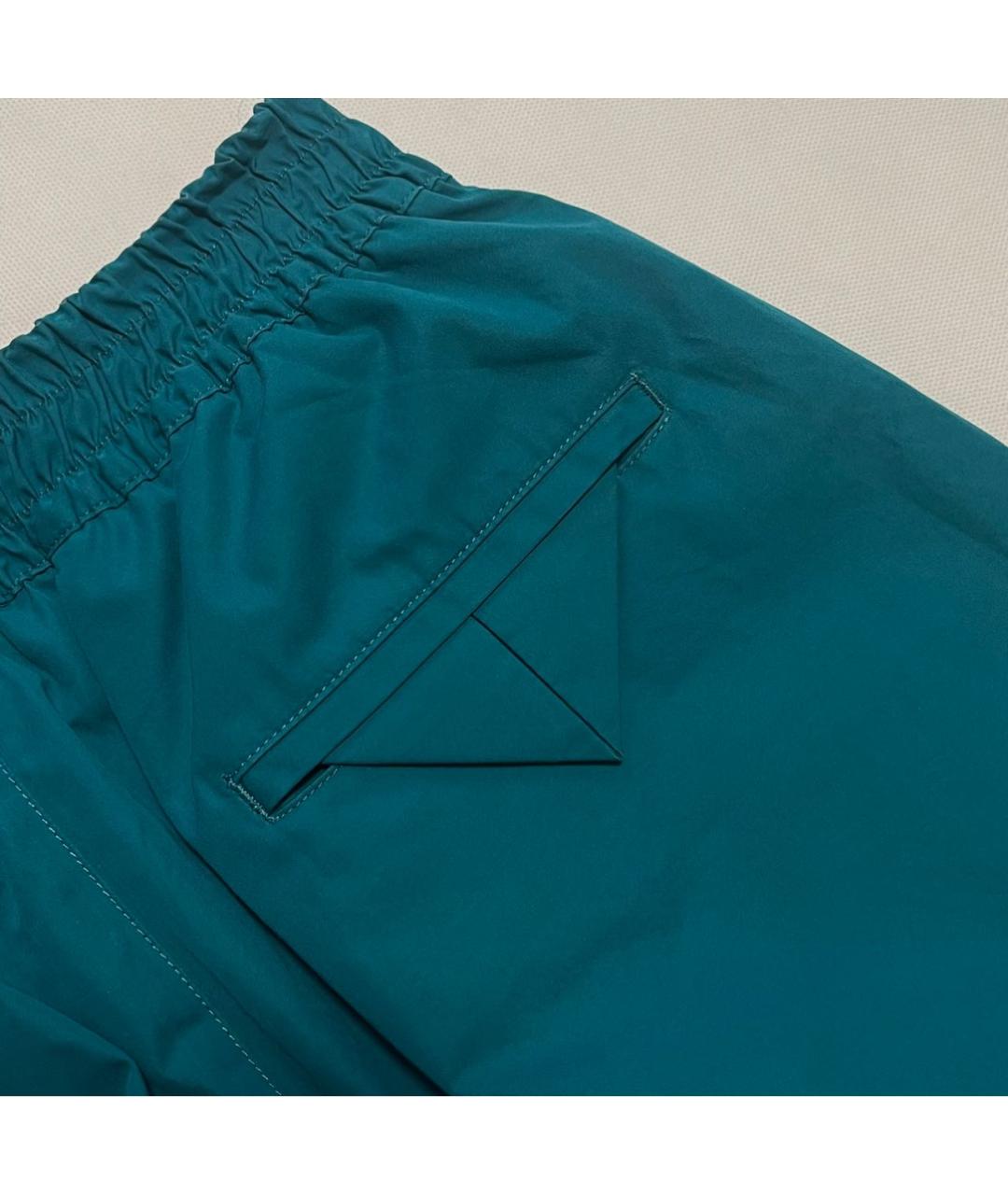 BOTTEGA VENETA Бирюзовые хлопковые повседневные брюки, фото 3