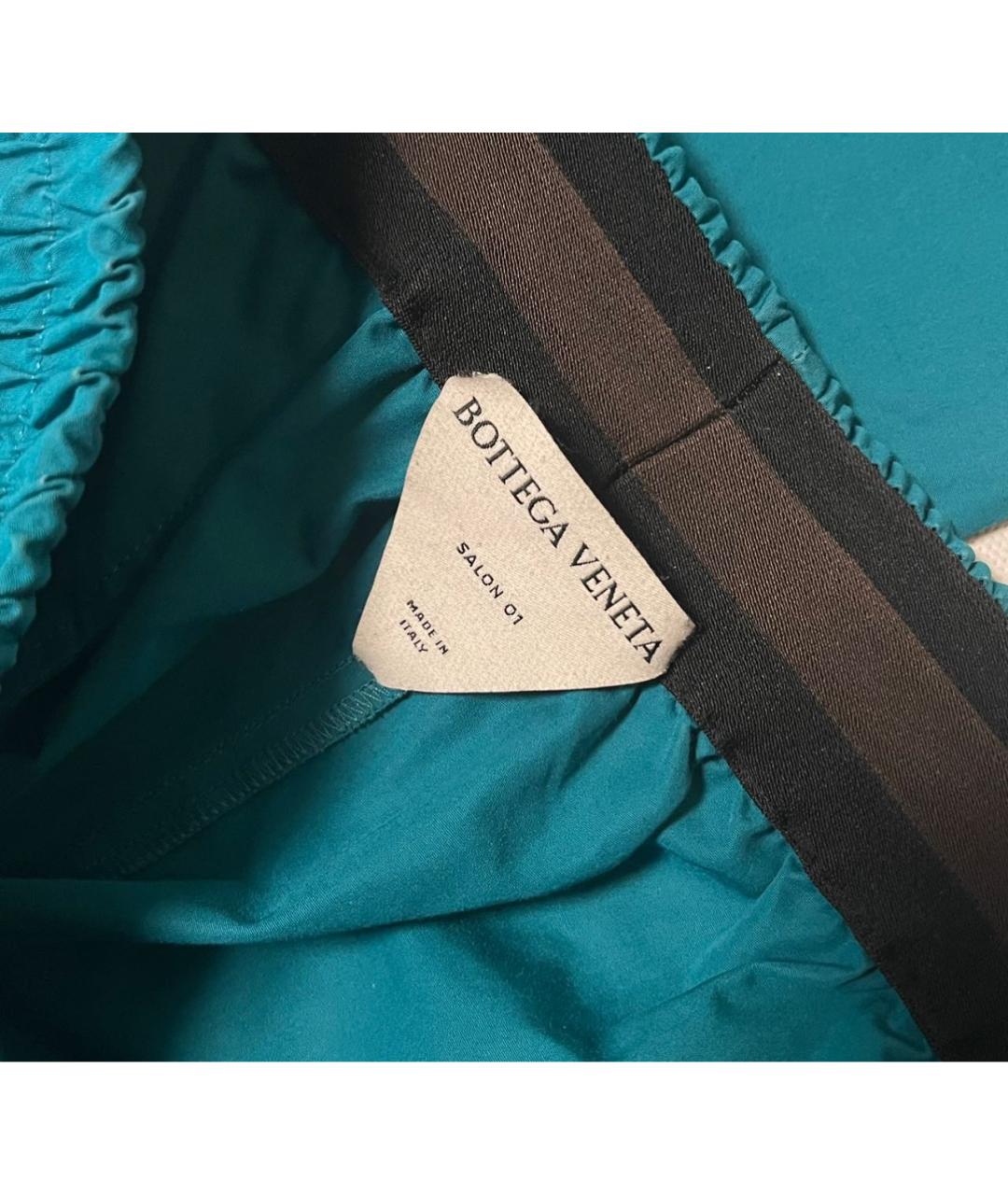 BOTTEGA VENETA Бирюзовые хлопковые повседневные брюки, фото 4